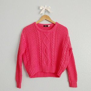 BDG Hot PInk Cable Knit Sweater